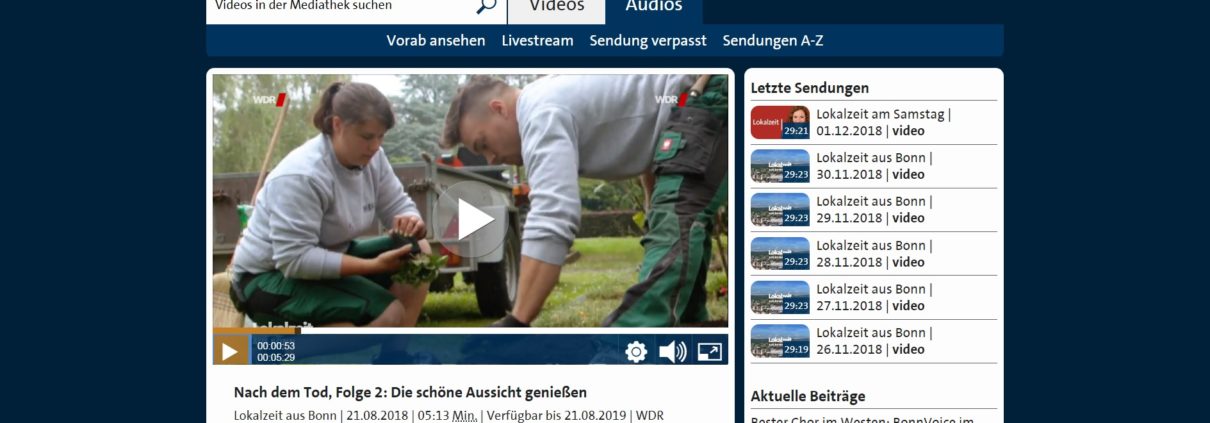 Screenshot der Webseite vom WDR